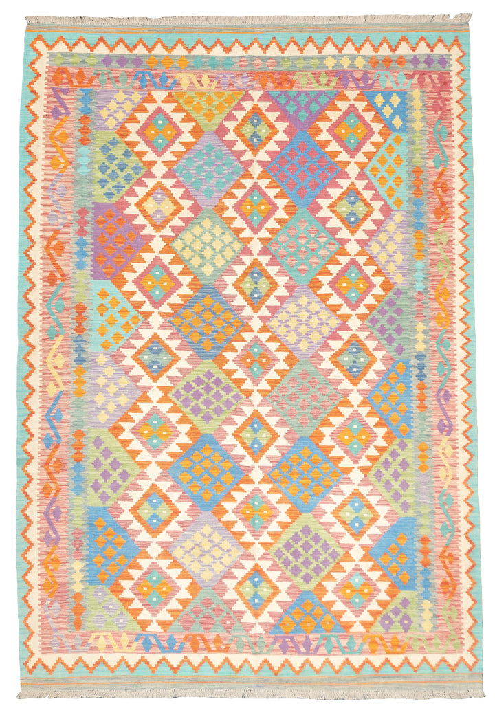 Fine Turkish Kilim Tribal Flat Weave Wool Rug