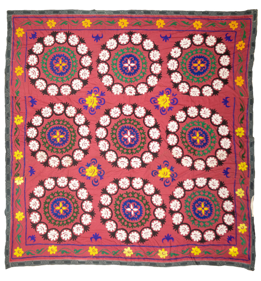 Fine Vintage Uzbek Suzani Textile Hand Knotted