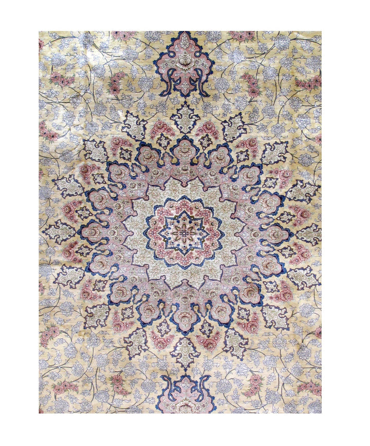 Fine Persian Silk Qum Rug 7'8'' x 11'4''